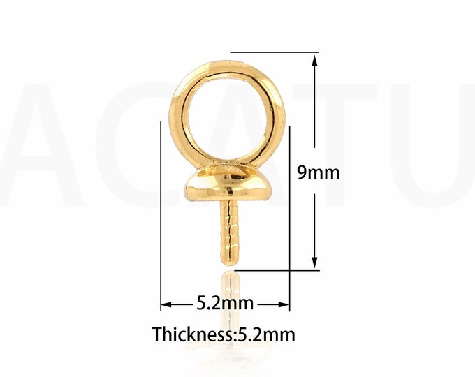 10PCS Sheep Eye Pin Pendant, 18K Gold Filled Charm, Small Pendant, Pearl Cap, Beaded Cap with Jump Ring, DIY Jewelry Accessories,5.2x9x3.7mm