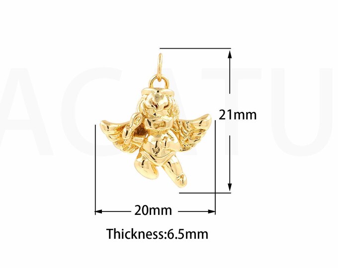 Angel Pendant, Cupid Charm, 18K Gold Filled Tiny Golden CupidCupid Pendant, Angel Charm, Suitable For Jewelry Making 21x20x6.5mm