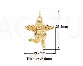 1PCS 18K Gold Filled Tiny Golden CupidCupid Pendant, Angel Charm, Angel Pendant, Cupid Charm, Suitable For Jewelry Making 23.5x19.7x6.6mm