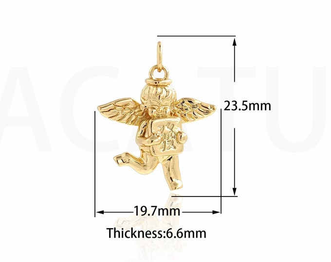 1PCS 18K Gold Filled Tiny Golden CupidCupid Pendant, Angel Charm, Angel Pendant, Cupid Charm, Suitable For Jewelry Making 23.5x19.7x6.6mm