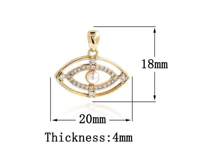 18K Gold Filled Devil Eye Gold Dainty Eye Charms,Pendant,Simple pendant Bracelet Necklace for DIY Jewelry Making Supply