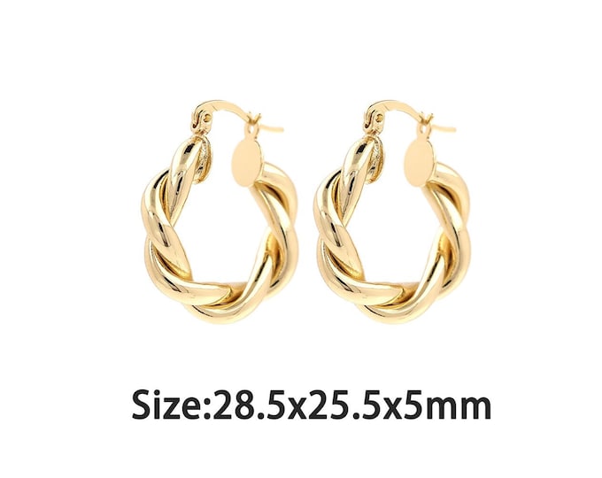 1 pair 18K Gold Filled Twisted Hoop Earrings,Gold Dainty Twisted Hoop Earring,Simple Earrings,Gift for Her