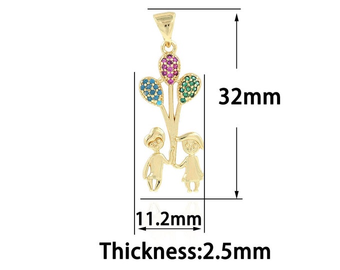 18K Gold Filled Love Pendant,Gold Dainty Couple Charms,CZ Simple Charm Bracelet Necklace for DIY Jewelry Making Supply