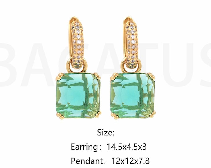 Dangle Earrings,Micropavé CZ Dainty Earrings,18K Gold Filled Round Earrings,Square Dangle Earrings,Boho Earrings,DIY Jewelry Supplies