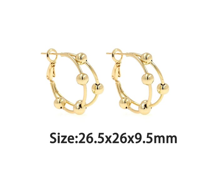 1 pair 18K Gold Filled Ball Earrings,Gold Dainty Ball Earring,Simple Earrings,Gift for Her