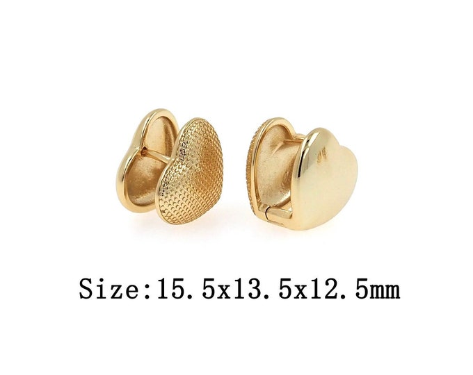 1 pair 18K Gold Filled Heart Earrings,Gold Dainty Heart Earrings,Simple Earrings,Gift for Her