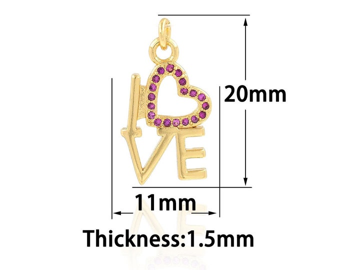 Gold Dainty Heart Charms,18K Gold Filled Heart Pendant,CZ Simple Charm Bracelet Necklace for DIY Jewelry Making Supply