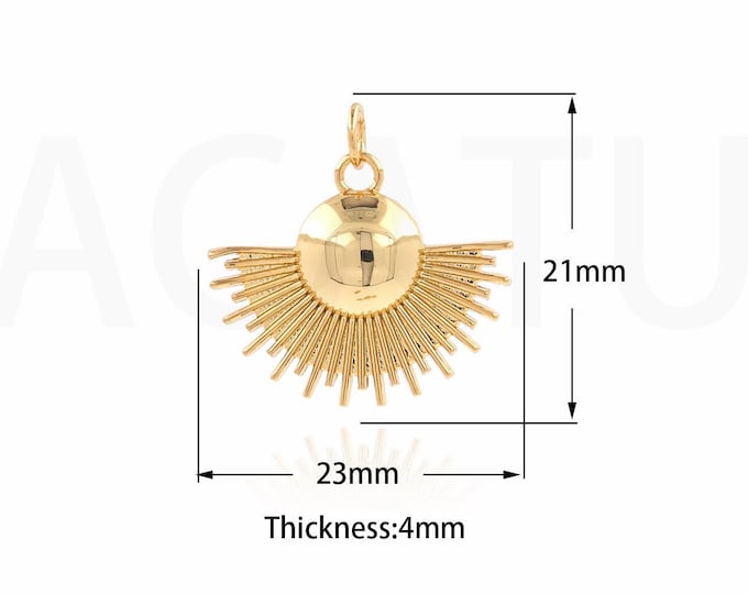 1PCS 18K Gold Filled Sun Charm,Puffed Sun Pendant, Sun Burst Necklace, Sun Flower Pendant,DIY Jewelry Making,21x23x4mm