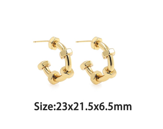 1 pair Gold Dainty Statement Stud Earring,18K Gold Filled C Stud Earrings,Simple Stud Earrings,Gift for Her