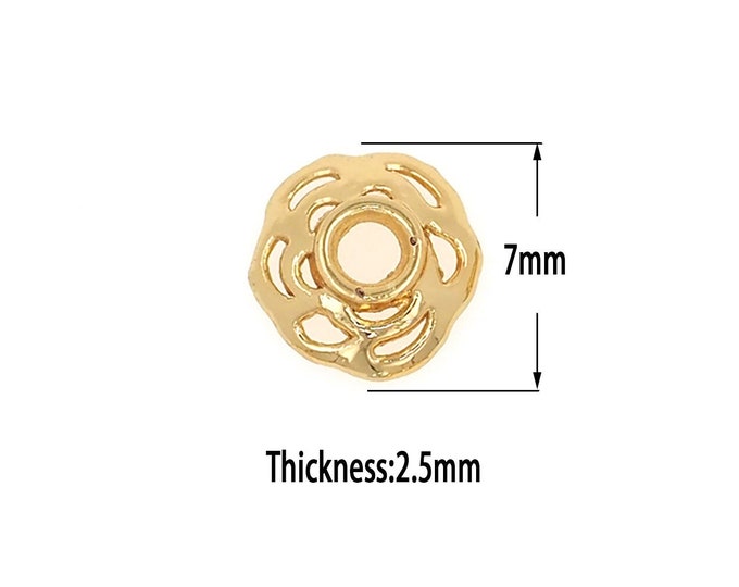 18K Gold Filled Flower Bead Caps,Pearl Caps,Round Bead Caps,Flower Caps,Spacer Jewelry, Brass Caps, DIY Gold Jewelry Making
