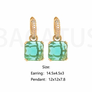 Dangle Earrings,Micropavé CZ Dainty Earrings,18K Gold Filled Round Earrings,Square Dangle Earrings,Boho Earrings,DIY Jewelry Supplies