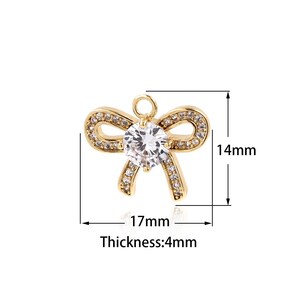 1PCS Bow Necklace, MicroPaved CZ Bow Pendant, Bow Tie Pendant, Suitable For Jewelry Making Supplies 14x17x4mm