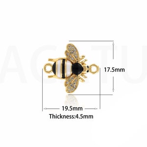 18K Gold Filled CZ Bee Connector,Gold Dainty Enamel Bee Connector,Simple Connector Bracelet Necklace for DIY Jewelry Making Supply