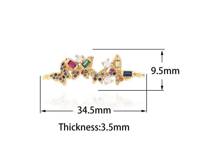 Gold Dainty CZ Butterfly Connector,18K Gold Filled Butterfly Connector,Butterfly Connector Bracelet Necklace for DIY Jewelry Making Supply