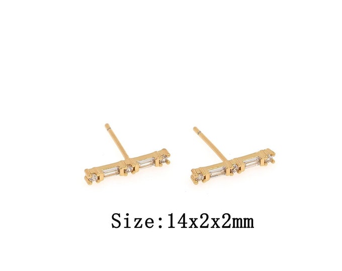 1pair 18K Gold Filling Bar Stud Earrings,Gold Rectangular Stud Earring,Simple Stud Earrings,Gift for Her