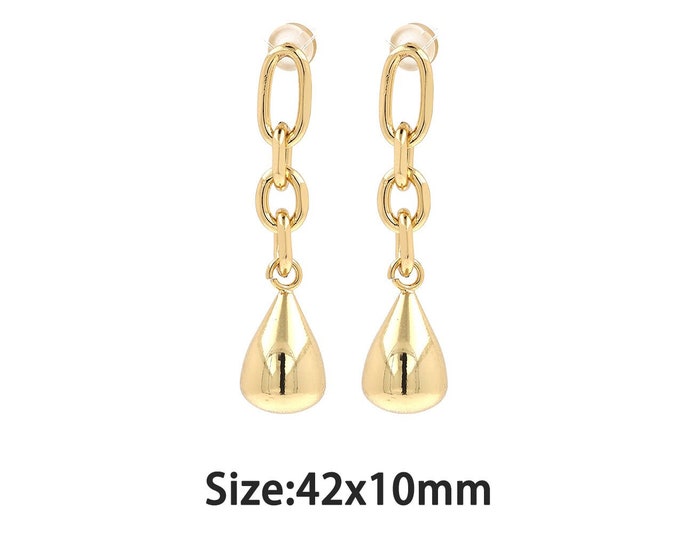 1 pair Gold Dainty Drop Stud Earring,18K Gold Filled Water Drop Stud Earrings,Simple Stud Earrings,Gift for Her