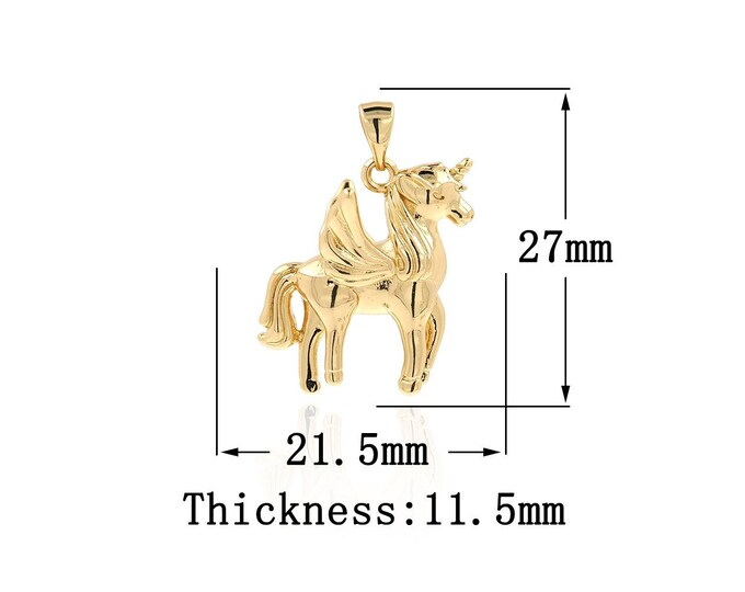 18K Gold Filled Unicorn Pendant, Gold Dainty Unicorn Charms,Simple pendant Bracelet Necklace for DIY Jewelry Making Supply