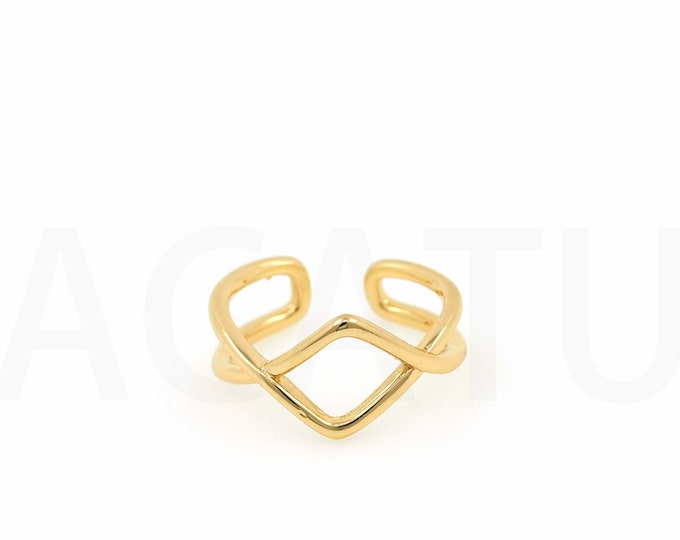 18K Gold Filled Line Ring,Gold Dainty Open Ring,Simple Ring,Gift for Her