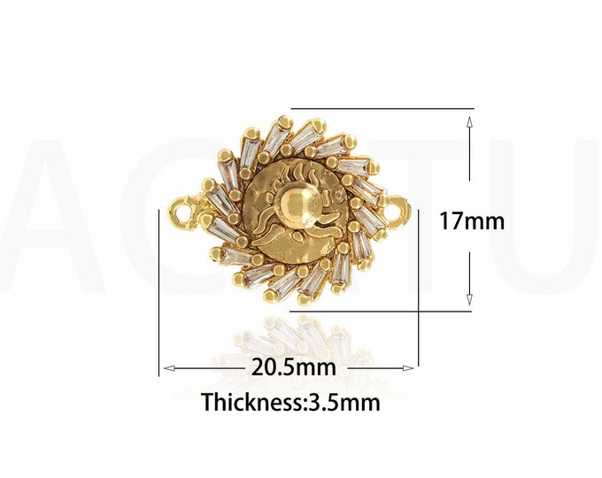 18K Gold Filled Sun Connector,Gold Dainty CZ Sun Connector,Sun Connector Bracelet Necklace for DIY Jewelry Making Supply