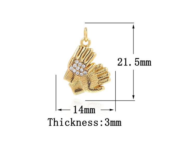 18K Gold Filled Hand Pendant, Gold Dainty Hand Charms,Simple pendant Bracelet Necklace for DIY Jewelry Making Supply