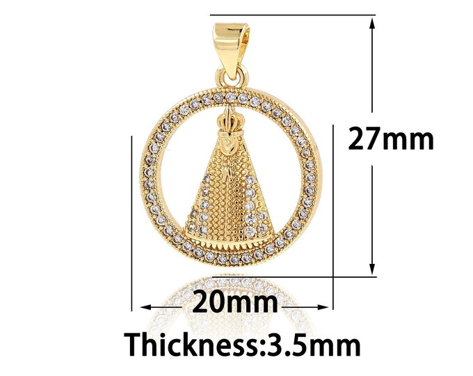 18K Gold Filled Pope Pendant,Gold Dainty CZ Papal Charms,Simple Charm Bracelet Necklace for DIY Jewelry Making Supply