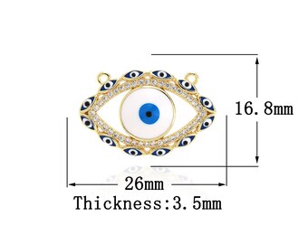 Augenanhänger, 18K Gold Filled Emaille Augenanhänger, Augenanhänger, Micro-Pave CZ Magisches Auge, griechisches Augenschmuck, 16.8x26x3.5mm