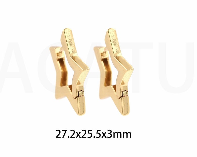 1Pair Gold Earrings 18K Gold Filled Earrings Pentagram Jewelry Star Earring Earrings Celestial Jewelry Star Charm 27.2x25.5x3mm