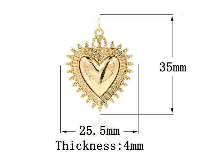 18K Gold Filled Heart Pendant, Gold Dainty Heart Charms,Simple pendant Bracelet Necklace for DIY Jewelry Making Supply