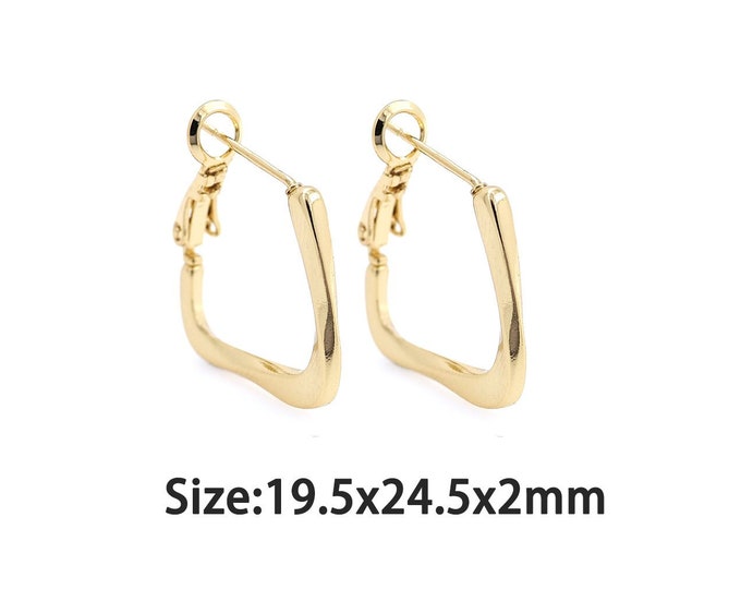 1 pair 18K Gold Filled Square Earrings,Gold Dainty Square Earring,Simple Earrings,Gift for Her