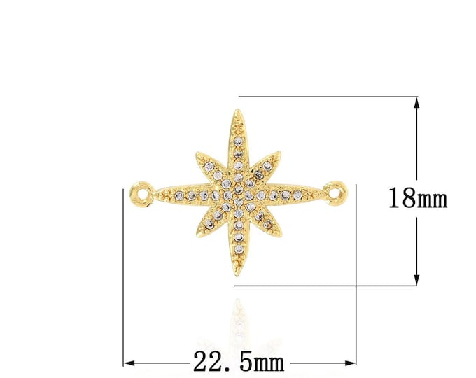18K Gold Filled Star Connector Polaris Connector Star Charm Suitable for Bracelet Necklace Joint Supplies DIY Jewelry Making
