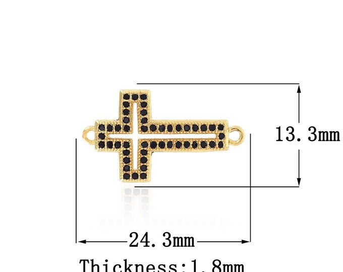 1PCS Cross Connector Stripe Cross Cubic Zirconia Cross Connector, Used for Bracelet Necklace Jewelry Supply DIY Jewelry Making
