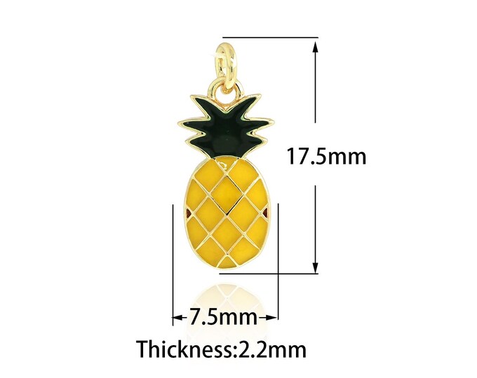 18K Gold Filled Pineapple pendant,Gold  Dainty Pineapple Charms, Pineapple Charm Bracelet Necklace for DIY Jewelry Making Supply