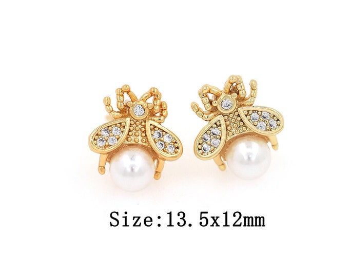 18K Gold Filled CZ Firefly Stud Earrings,Gold Firefly Stud Earrings,Firefly Stud Earrings,Gift for Her