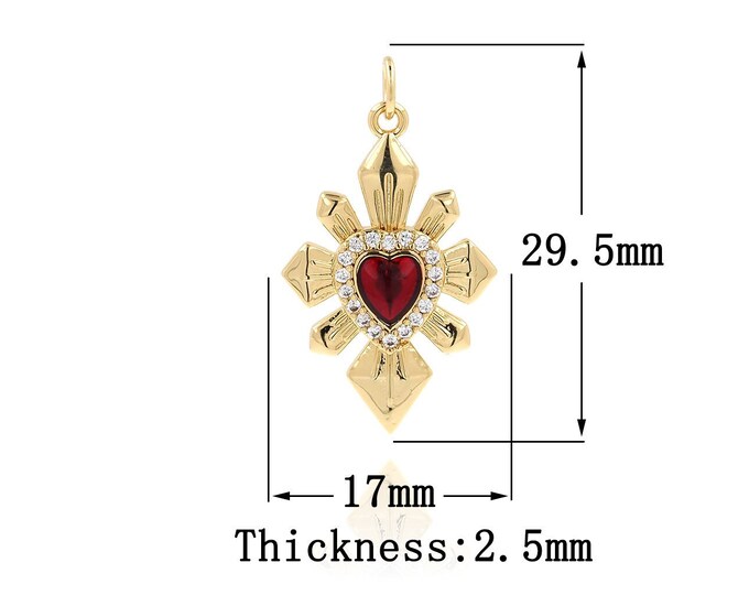 18K Gold Filled Heart Pendant, Gold Dainty Heart Charms,Simple pendant Bracelet Necklace for DIY Jewelry Making Supply