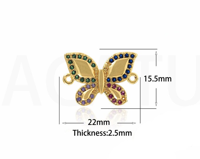 18K Gold Filled Butterfly Connector,Gold Dainty CZ Butterfly Connector,Butterfly Connector Bracelet Necklace for DIY Jewelry Making Supply