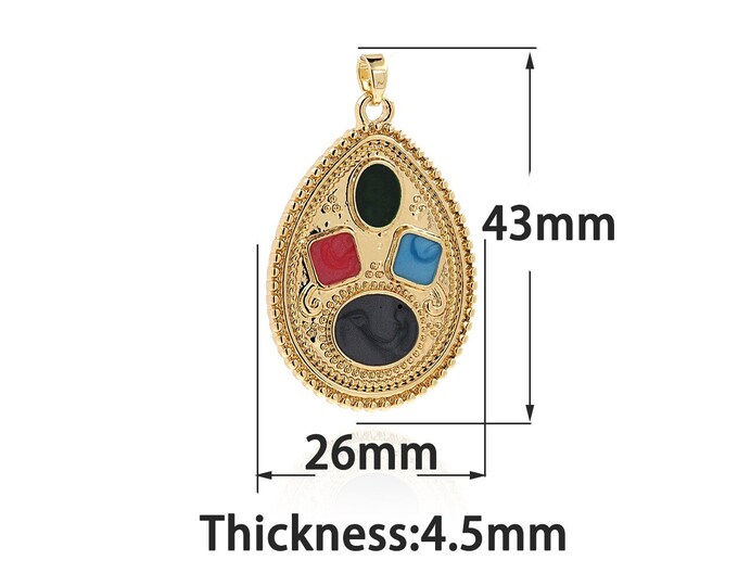 18K Gold Filled Oval Pendant, Gold Dainty Enamel Oval Charms,Simple Charms Bracelet Necklace,Suitable for DIY Jewelry Making Supply
