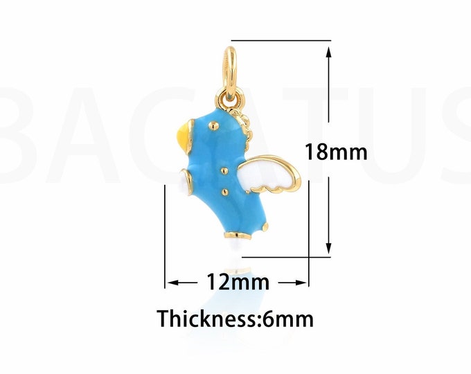 Horse Necklace,18K Gold Filled Animal Necklace, Horse Pendant, Micropavé CZ Enamel Charm, DIY Jewelry Supplies, 18x12x6mm