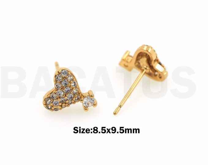 1Pair Zircon Heart-Shaped Earrings  18K Gold Filled Heart-Shaped Earrings Heart-Shaped Zircon Earrings Heart-Shaped Hoop 8.5x9.5mm
