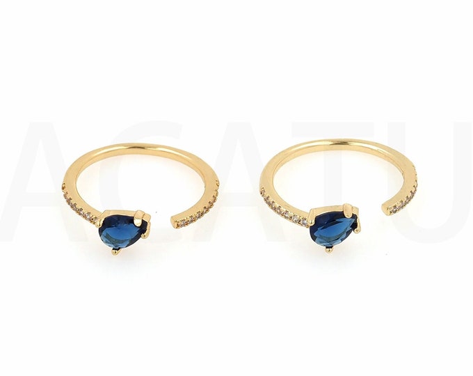 1PCS 18K Gold Filled Adjustable Ring Micro-Set Drop-Shaped Zircon Ring, Ladies Birthday Gift, Couple Jewelry
