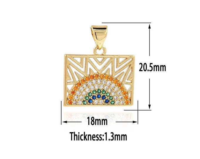 18K Gold Filled Bag Pendant,Gold Square Charms,CZ Handbag Charm Bracelet Necklace for DIY Jewelry Making Supply