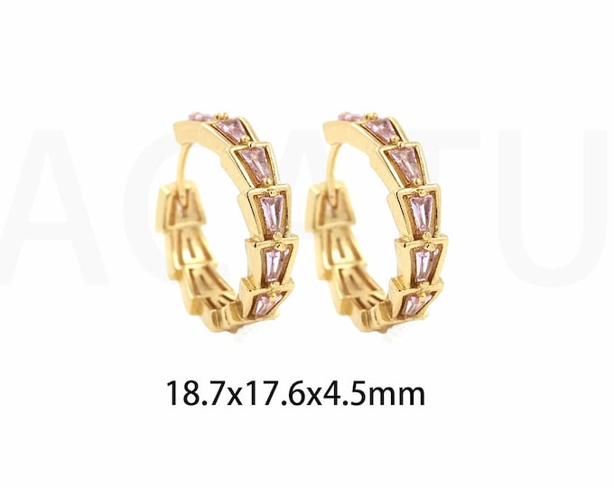 Round Earrings, Pierced Earrings, Micropavé CZ Thick Earrings, 18K Gold Filled Modern Earrings, Gift For Her, 18.7x17.6x4.5mm