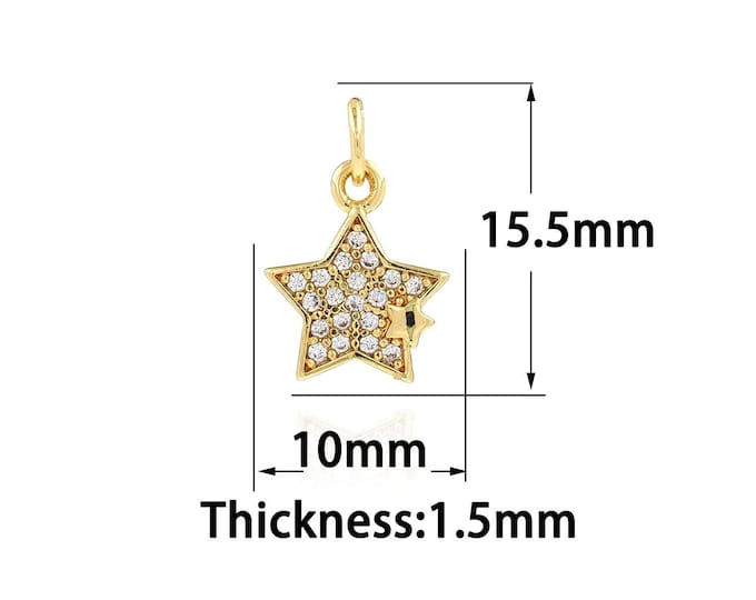 18K Gold Filled Large Star Pendant,Star Necklace, Star Charm,Pentagram Jewelry,DIY Jewelry Making Supplies 10x15.5x1.5mm