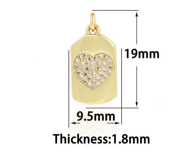 18K Gold Filled Heart Pendant,Gold Dainty Heart Charms,CZ Simple Charm Bracelet Necklace for DIY Jewelry Making Supply