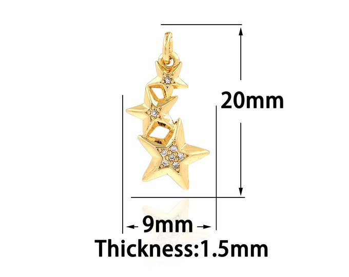 18K Gold Filled Bar Star Pendant,Pentagram Jewelry,Star Necklace, Star Charm,DIY Jewelry Making Supplies 9x20x1.5mm