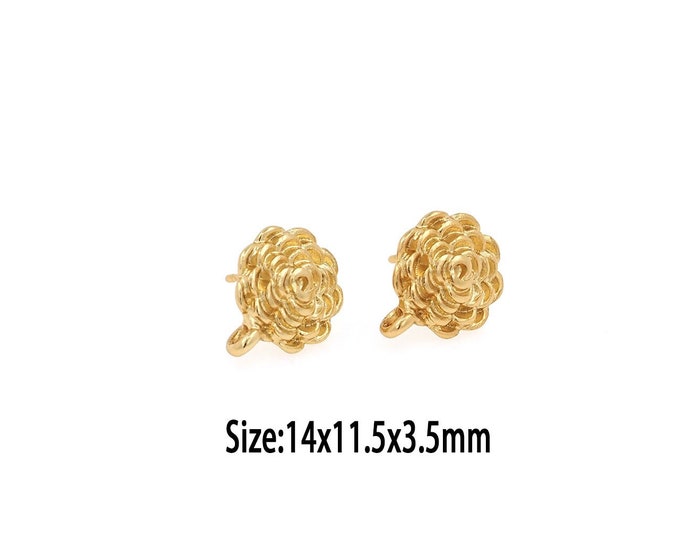 1pair 18K Gold Filled Flower Stud Earring,Dainty Stud Earrings,Gold Filled Flower Stud Earrings,Gift for Her