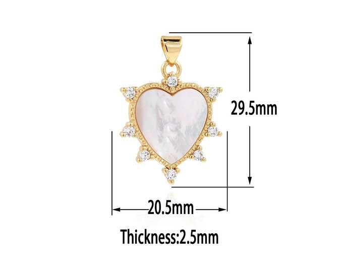 18K Gold Filled Heart Pendant,Gold Heart Charms,Heart Fritillary Charm Bracelet Necklace for DIY Jewelry Making Supply