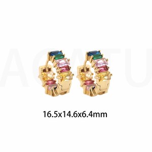 18K Gold Filled Round Earrings, Micropavé CZ Modern Earrings, Thick Earrings, Pierced Earrings, Gift For Her, 16.5x14.6x6.4mm