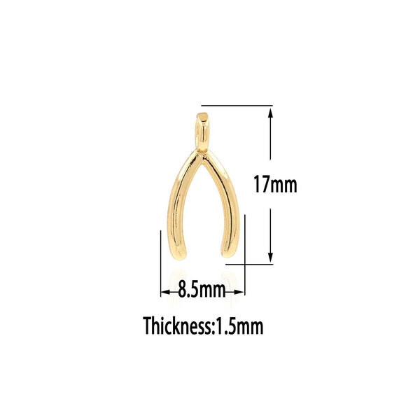 18K Gold Filled Wishing Bone Pendant,Gold Good Luck Charms,Gold Wishbone Charm Bracelet Necklace for DIY Jewelry Making Supply