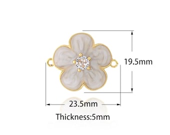 Zierliche Halsketten, 18K Gold Filled Blumenstecker, Emailleanhänger, geeignet für Armbänder, Blumenstecker, DIY Schmuckherstellung Zubehör,