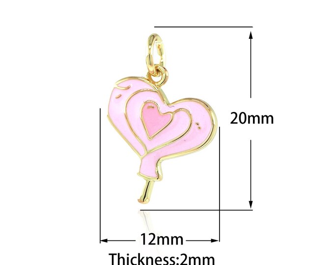 18K Gold Filled Enamel Hot Air Balloon Necklace, Micropavé CZ Heart Pendant, DIY Jewelry Accessories,